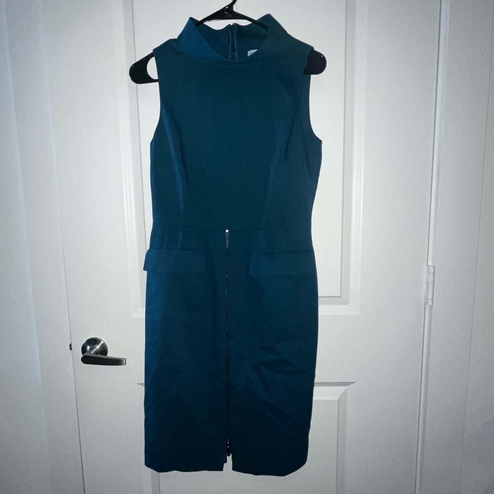 Teal high neck dress